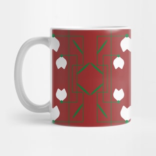 Snowdrop Flowers Pattern in Garnet Color Mug